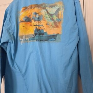 SOLD OUT Guy Harvey Cruisin Back-Print Men's Long Sleeve T Shirt Pocket